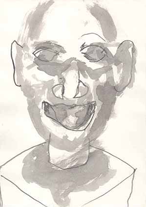 Graphitzeichnung auf Papier - Lachen 2